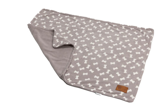 House of Paws Puppy Grey Fleece Bone Blanket