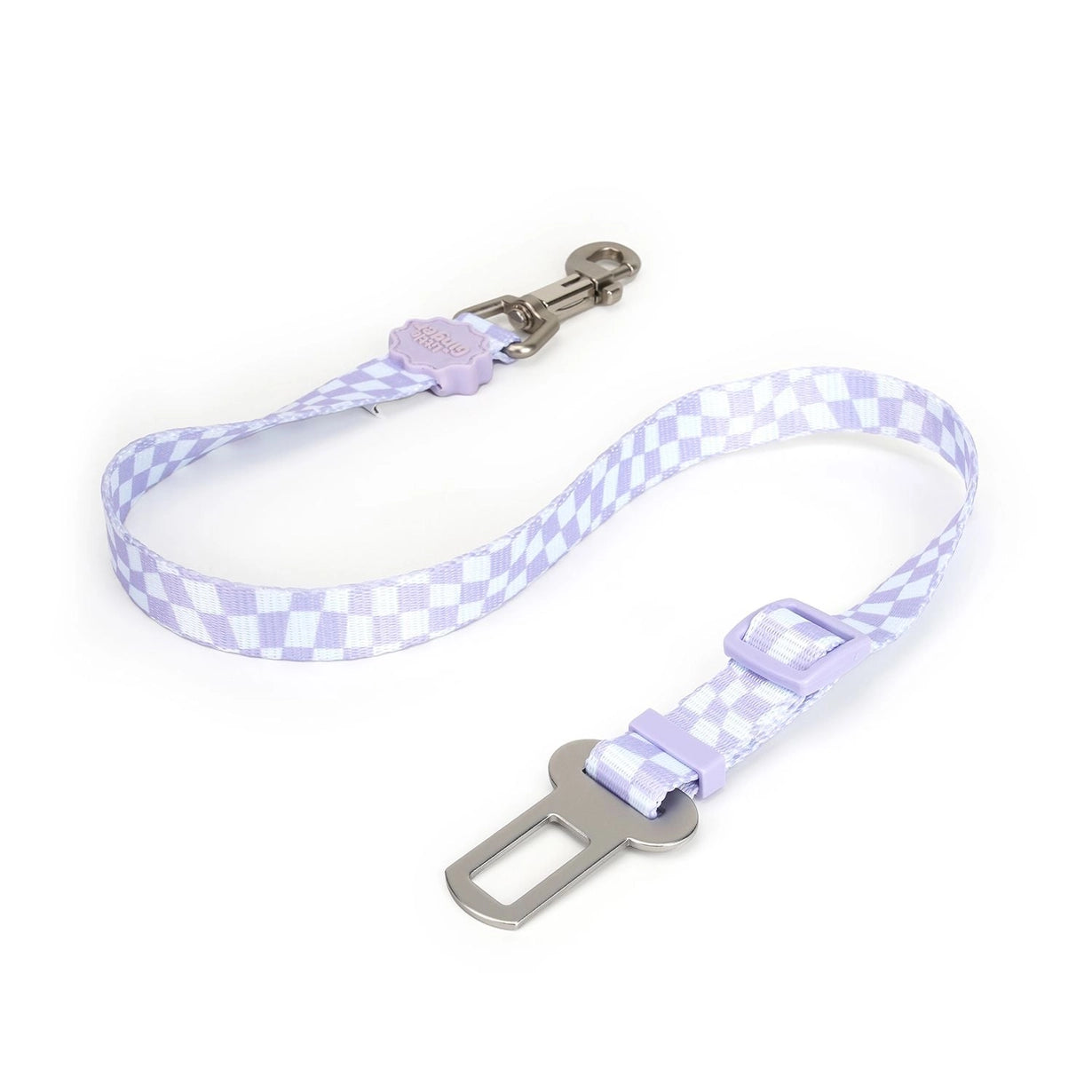 Little Ginger Car Seat Belt Plug Lilac Retro Check