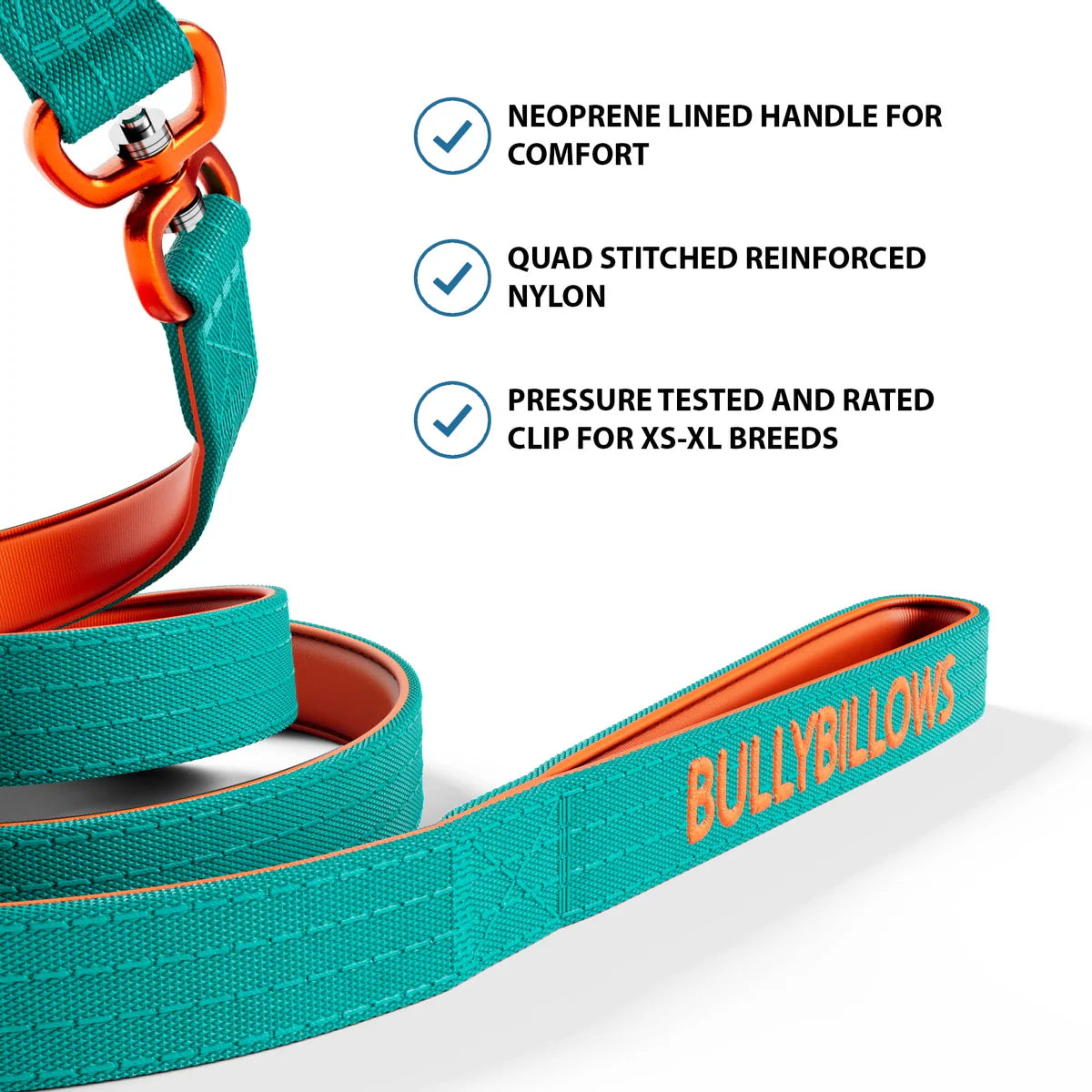 BullyBillows 1.4m Swivel Lead Turquoise/Orange