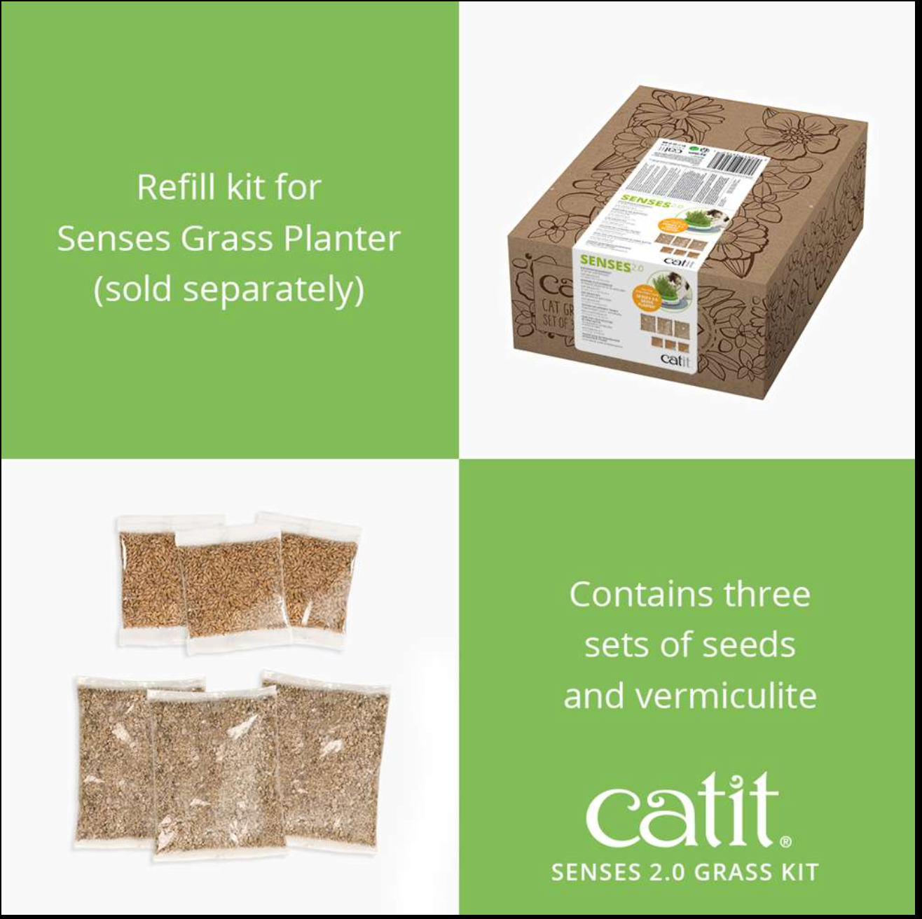 Catit 2.0 Cat Grass Kit set of 3
