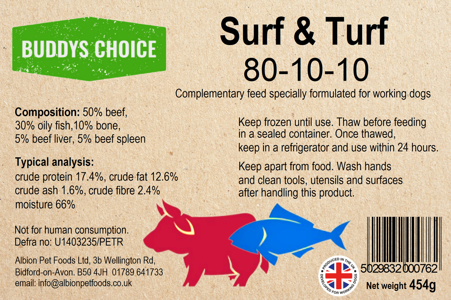 Buddys Choice 80/10/10 454g - Surf & Turf