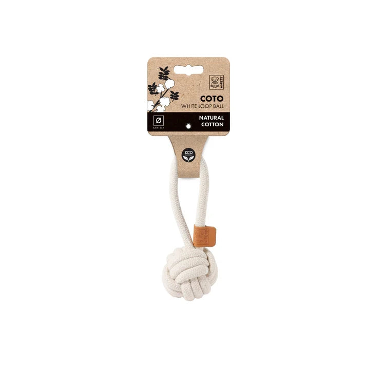 M-PETS Coto Cotton Rope - White Loop Ball 6.5cm