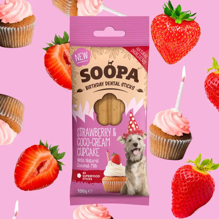 Soopa Strawberry & Coco-Cream Cupcake Sticks 100g