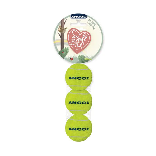 Ancol Small Bite Mini Tennis Ball Trio