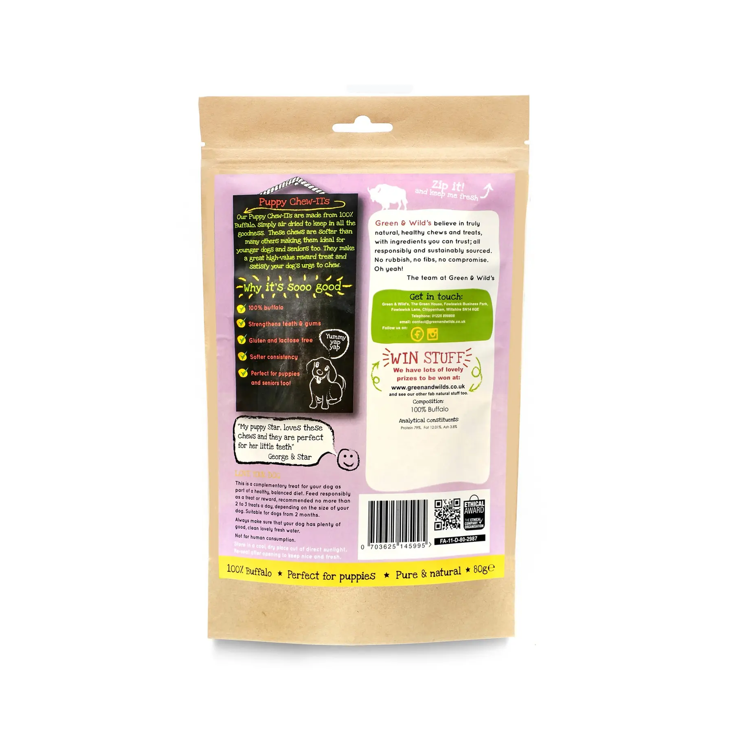 Green & Wild's Puppy Chew-Its 80g