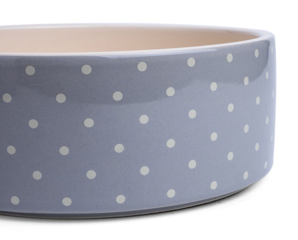 Petface Grey Dots Ceramic Dog Bowl 20cm