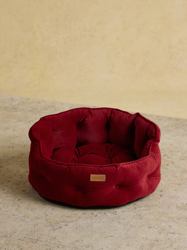 Joules Chesterfield Dog Bed Burgundy - Small
