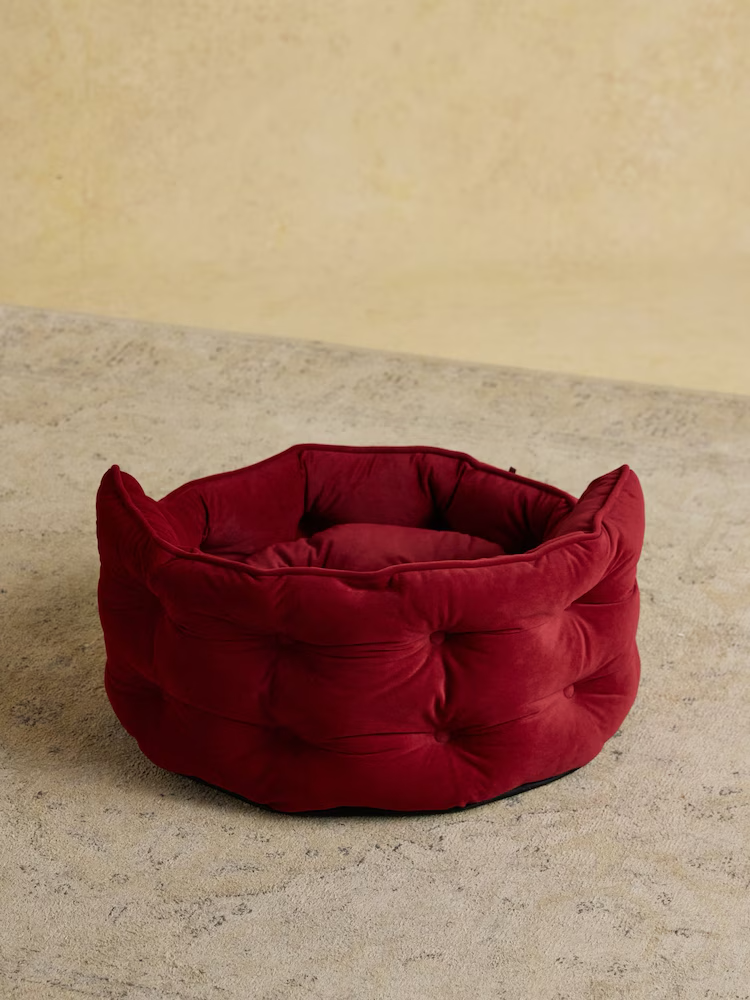 Joules Chesterfield Dog Bed Burgundy - Small