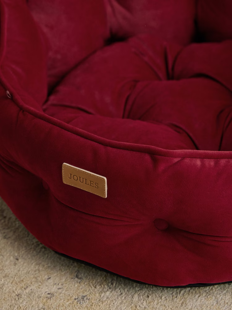 Joules Chesterfield Dog Bed Burgundy - Small