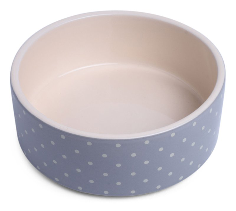Petface Grey Dots Ceramic Dog Bowl 20cm
