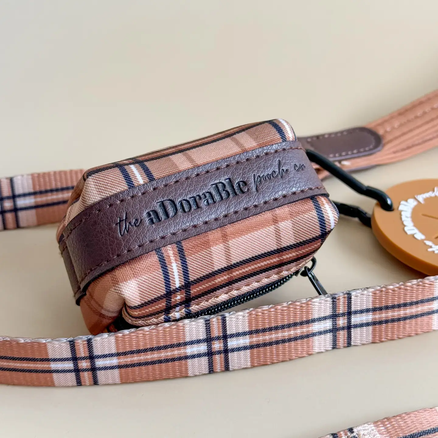 The aDoraBle Pooch Co. Heritage Poop Bag Holder - Butterscotch Biscui