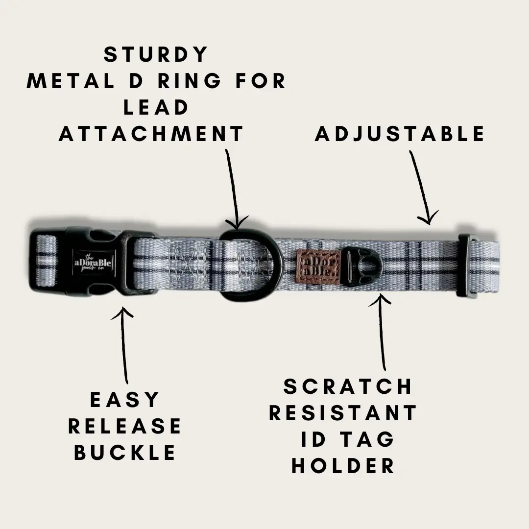 The aDoraBle Pooch Co. Heritage Collar Grey