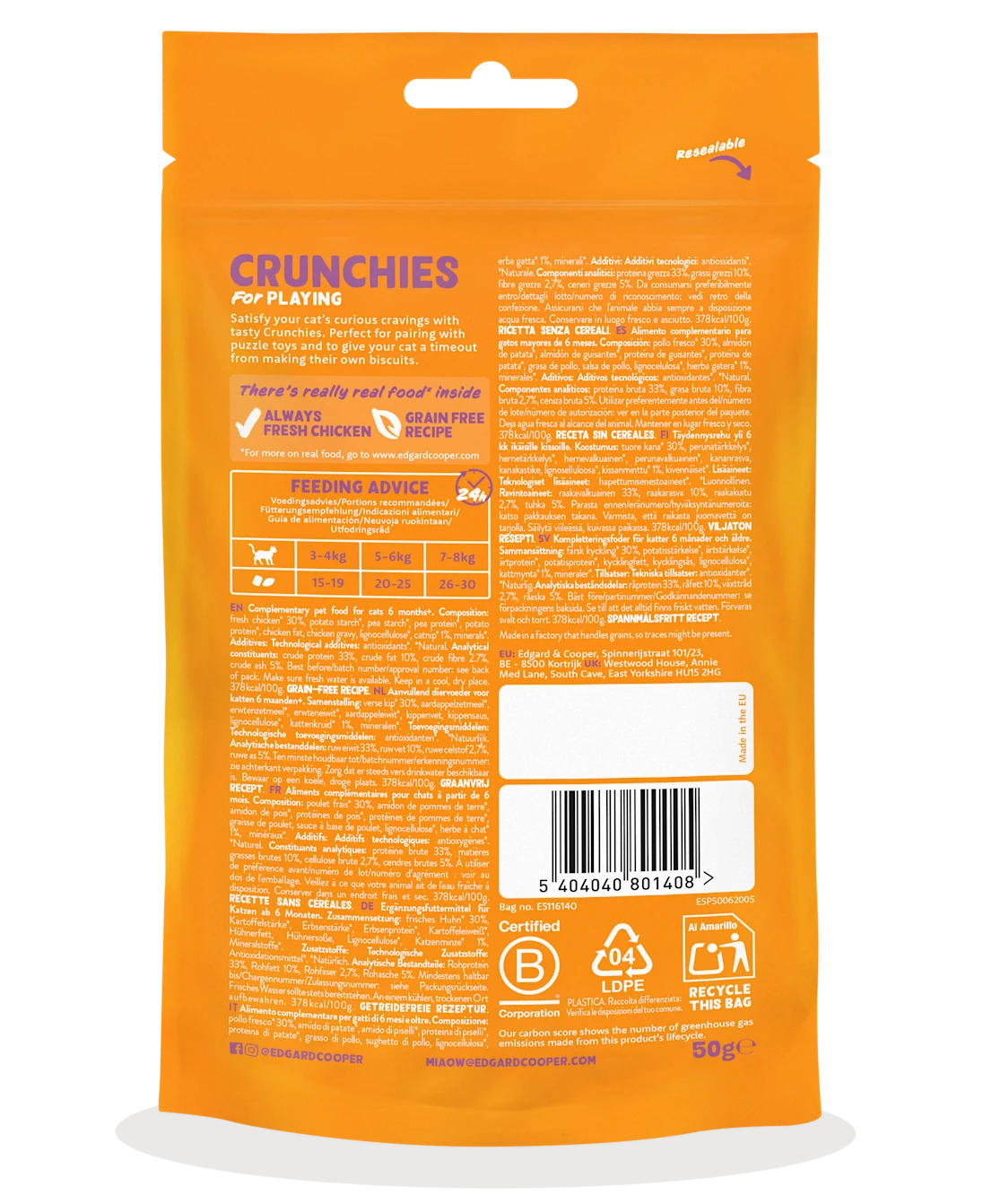 Edgard & Cooper Cat Crunchies Chicken 50g
