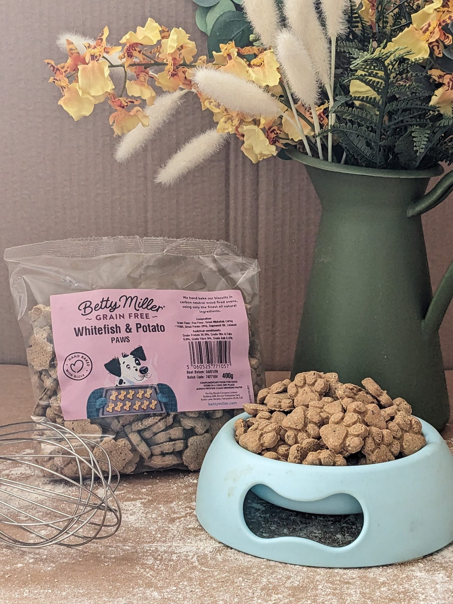Betty Miller Grain Free Whitefish & Potato Paws 400g