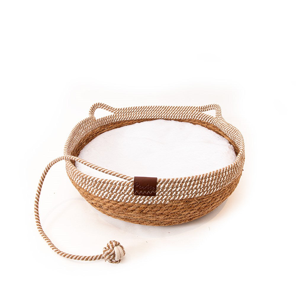 Penrose Handwoven Straw & Rope Cat Bed