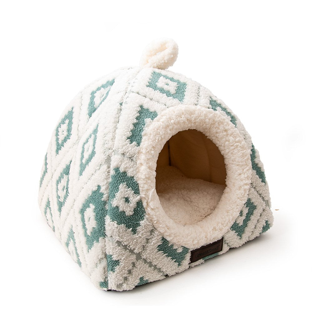 Great&Small Snuggle & Snooze Teal Aztec Cat Igloo
