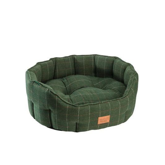 House of Paws Green Tweed Oval Snuggle Bed